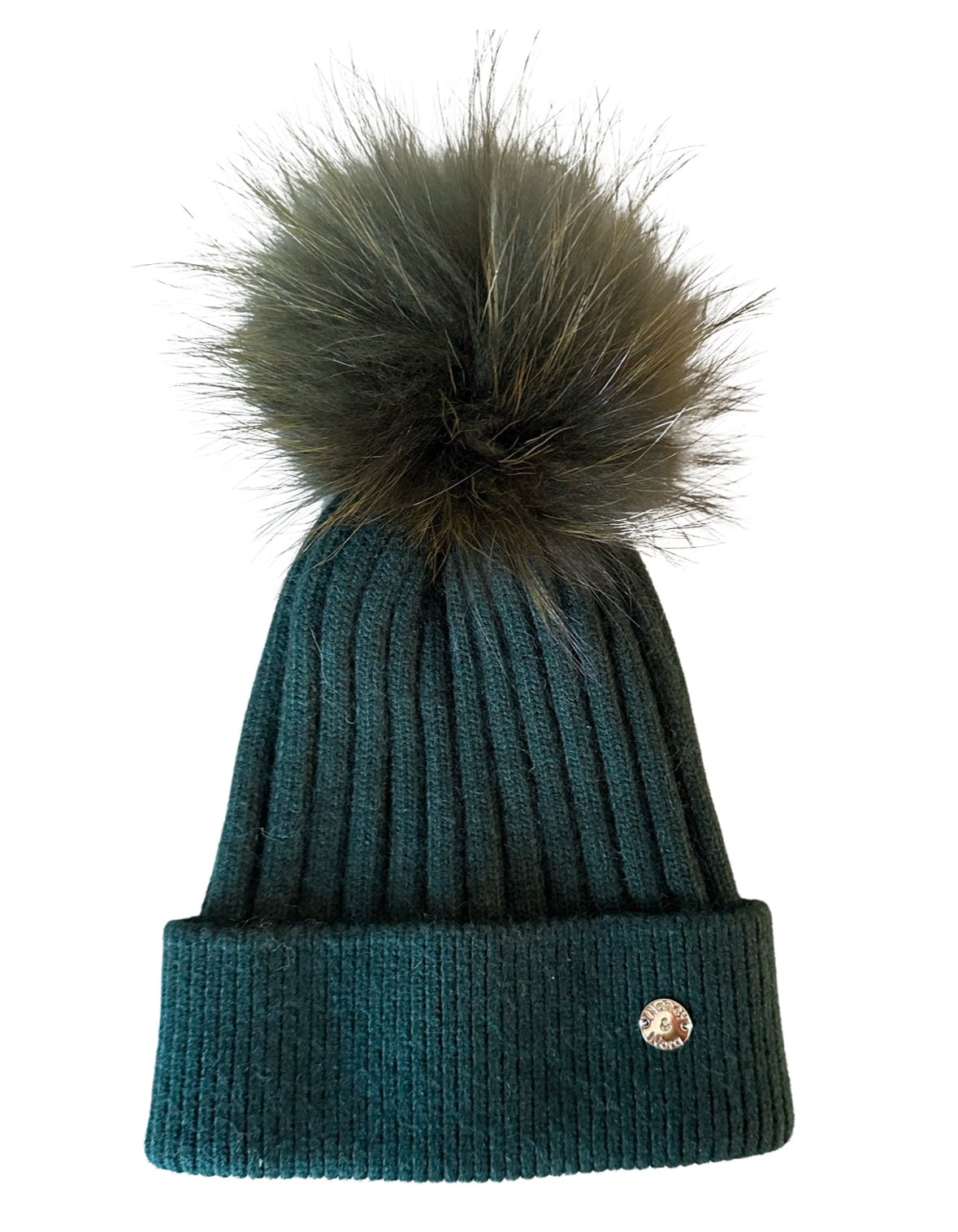 Adult Single PomPom Hat Bottle Green