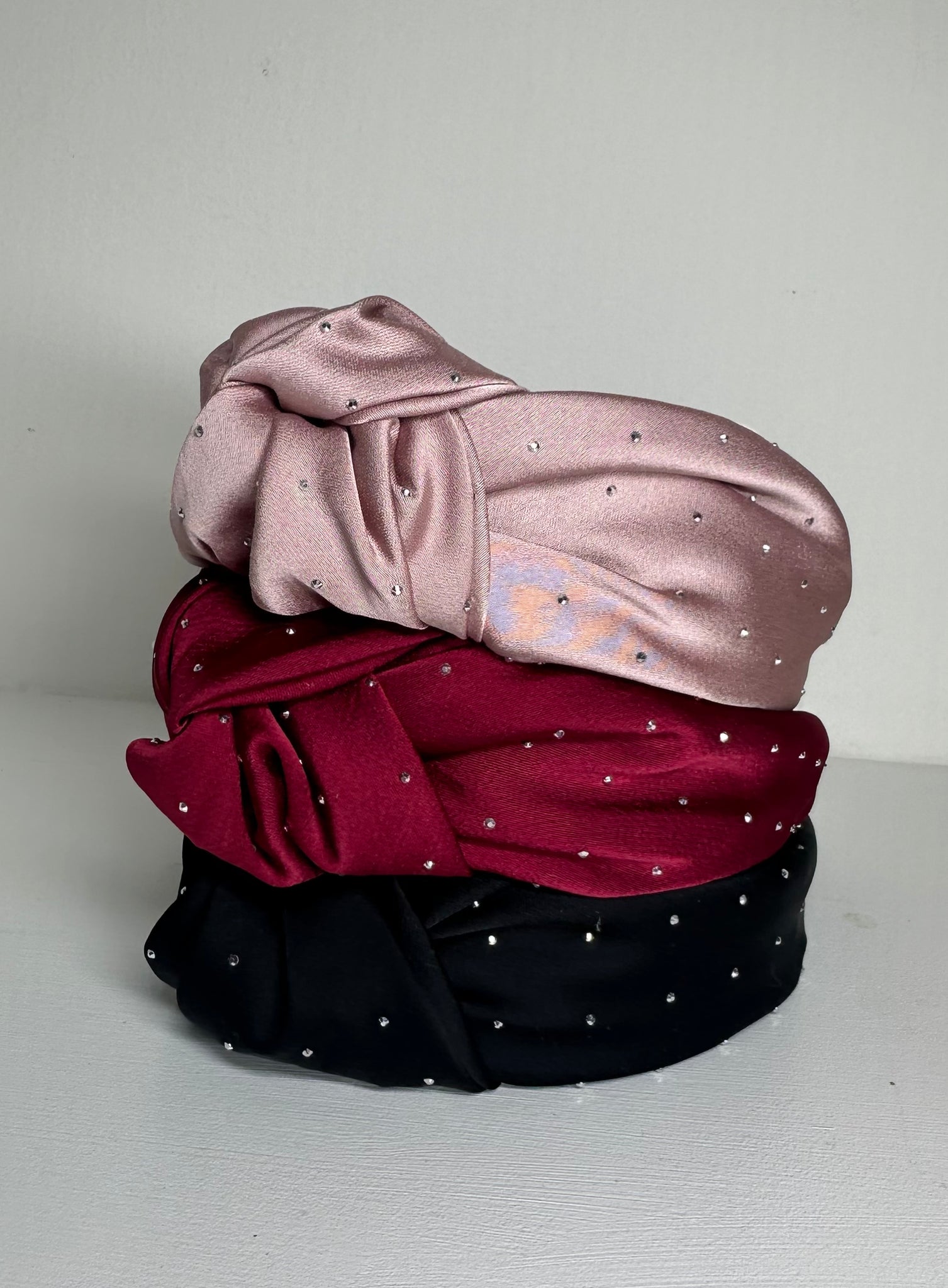 Oversized Knot Headband Diamanté Red