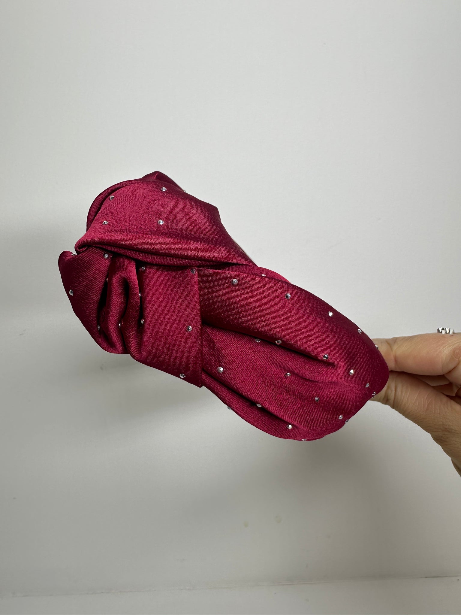 Oversized Knot Headband Diamanté Red