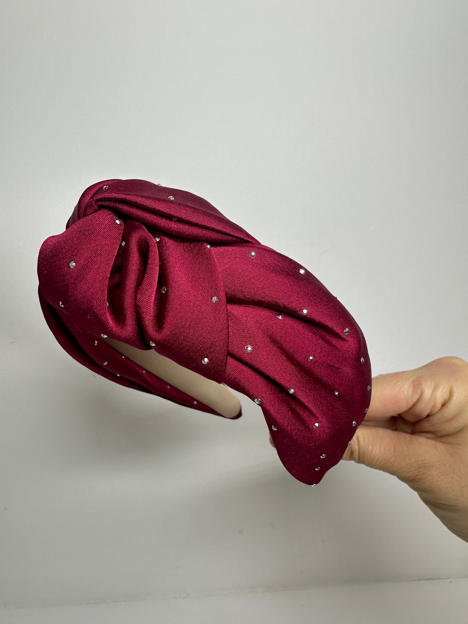 Oversized Knot Headband Diamanté Red