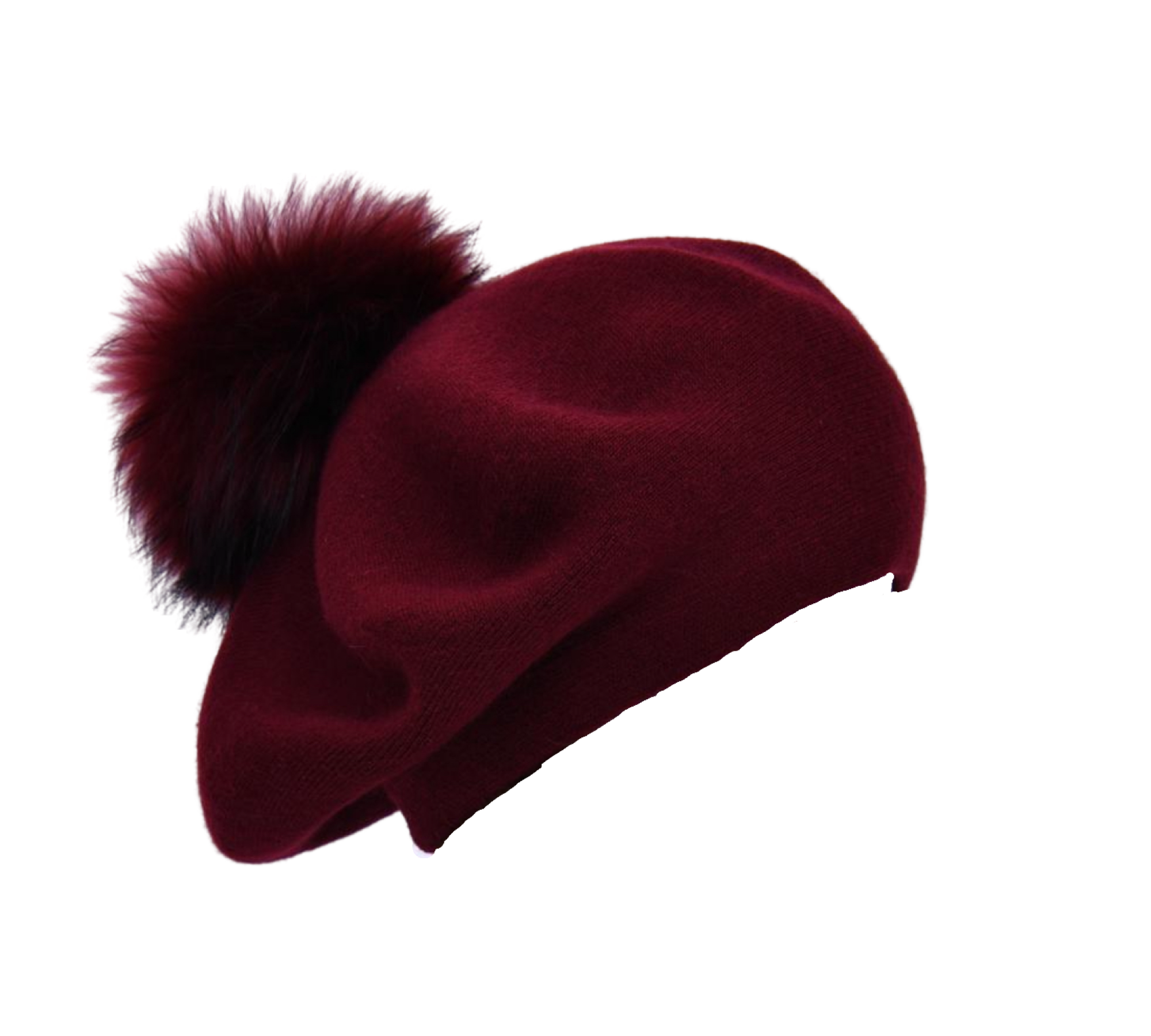 Beret with PomPom Burgundy