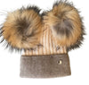 Adults Two Tone Double Hat Beige and Mocha